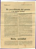 Fulla nº 7 Barcelona 18 de juliol de 1917 panflet Asablea de Parlamentaris de Catalunya